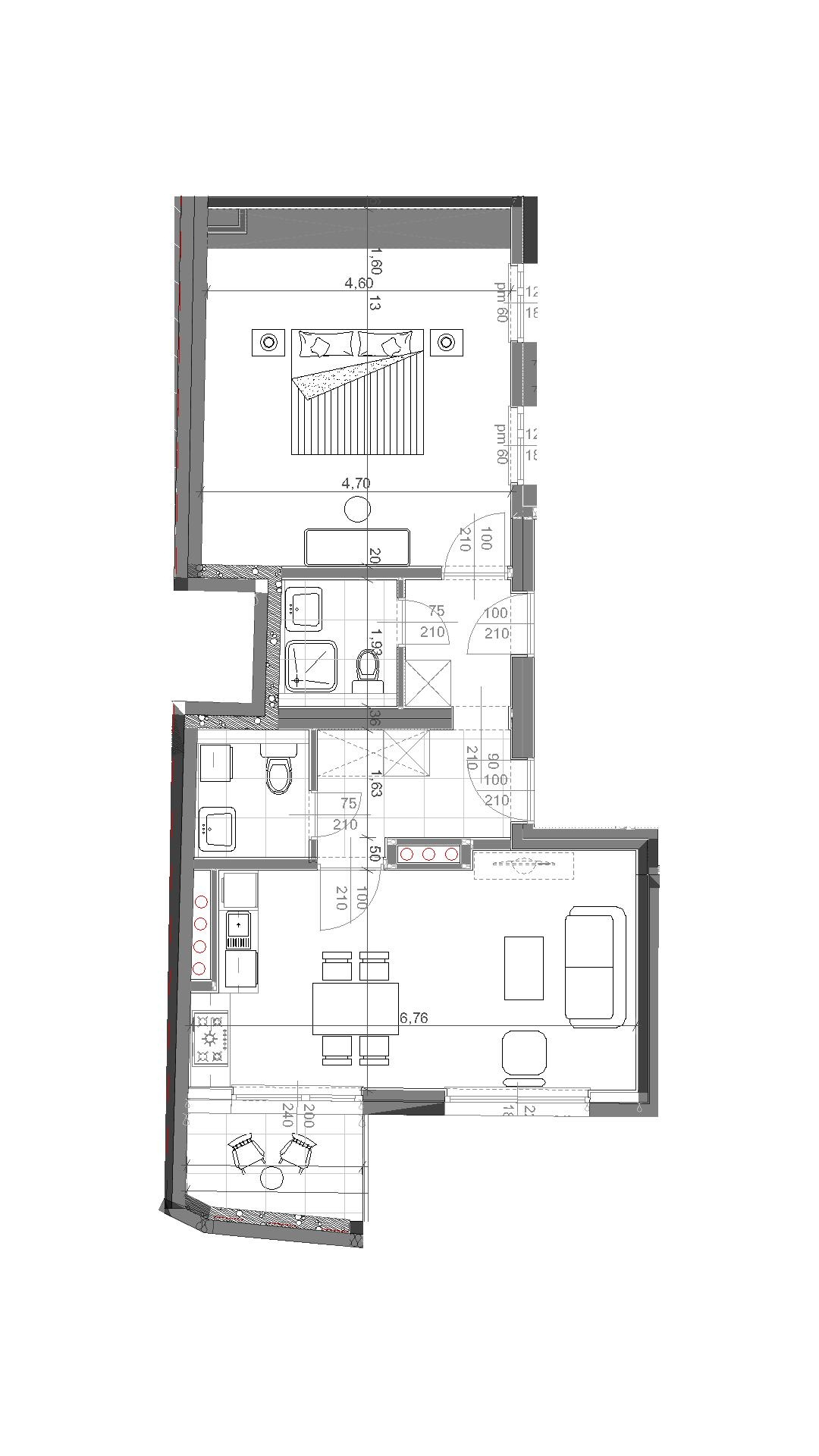 404-es apartman – méretezett alaprajz