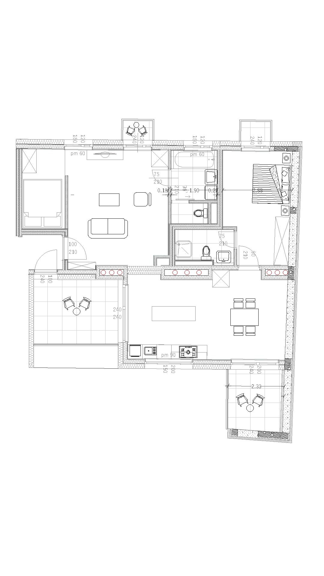 405-ös apartman – méretezett alaprajz